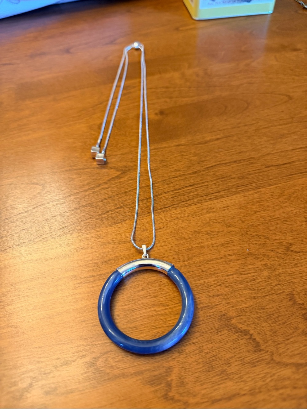 Blue Circle Pendant Necklace - Women Jewelry